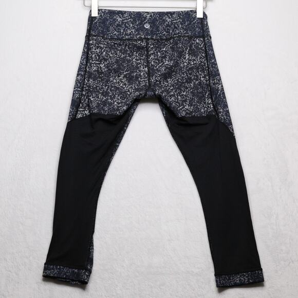 LULULEMON Journey Crop Athletic Leggings Sheer Mesh Rocky Road Sand Dune Sz 4 - Picture 9 of 11